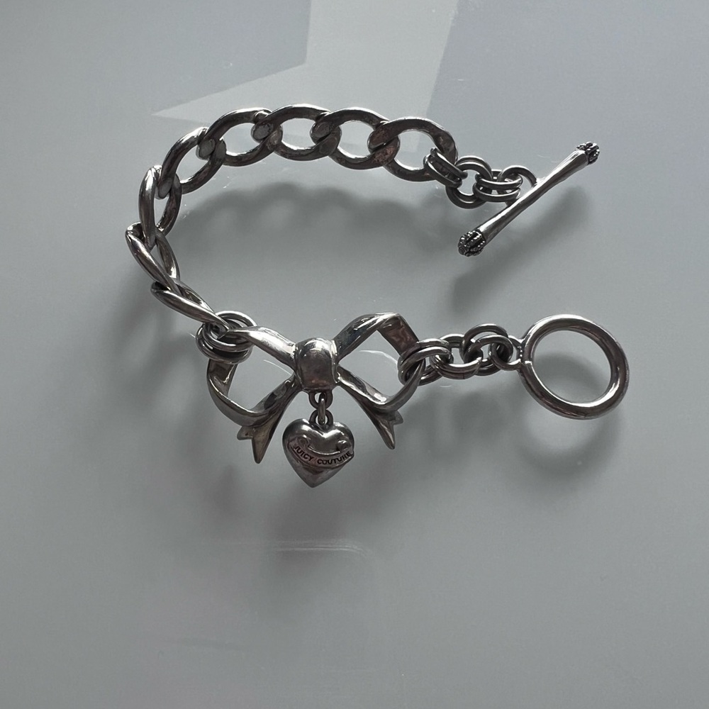 Vintage Juicy Couture Silver Pave Bow Bracelet